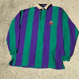 VINTAGE RUGBY LONGSLEEVE POLO SHIRT SIZE LARGE